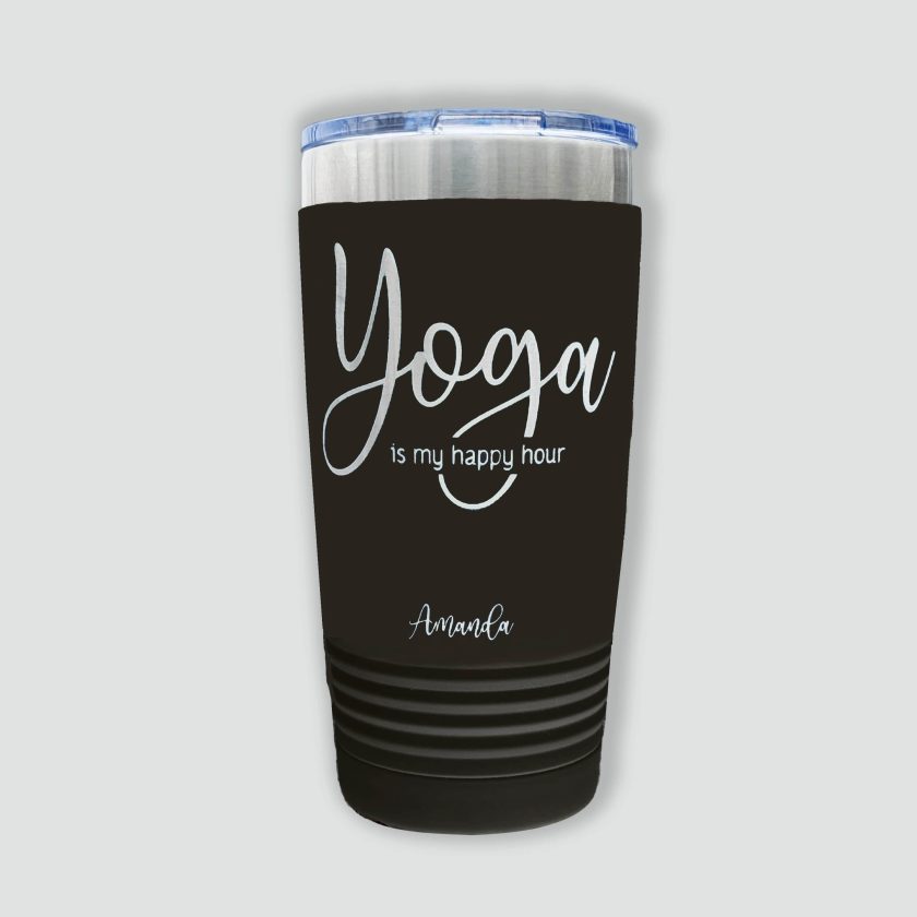 Yoga Is My Happy Hour - Personalized Tumbler - Image 3