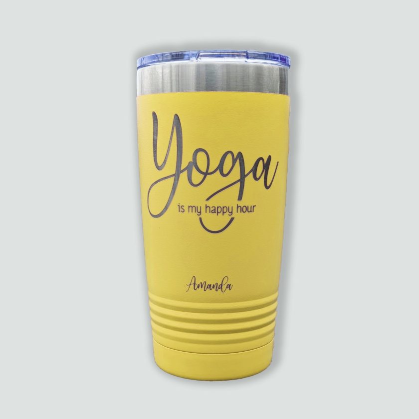 Yoga Is My Happy Hour - Personalized Tumbler - Image 2
